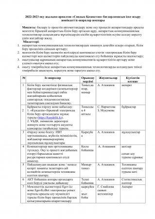 2022-2023 оқу жылына арналған «Сандық Қазақстан» бағдарламасын іске асыру жөніндегі іс-шаралар жоспары